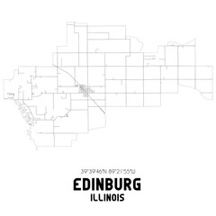 Edinburg Illinois. US street map with black and white lines.