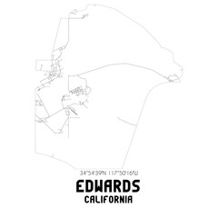 Edwards California. US street map with black and white lines.