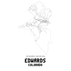 Edwards Colorado. US street map with black and white lines.