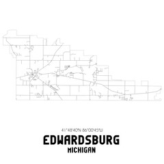 Edwardsburg Michigan. US street map with black and white lines.