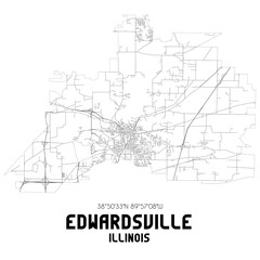Edwardsville Illinois. US street map with black and white lines.