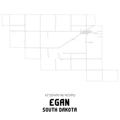 Egan South Dakota. US street map with black and white lines.