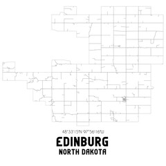 Edinburg North Dakota. US street map with black and white lines.