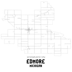 Obraz premium Edmore Michigan. US street map with black and white lines.