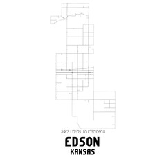 Edson Kansas. US street map with black and white lines.