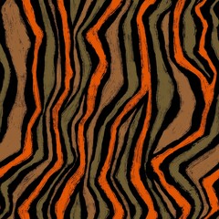 Hand drawn tribal ethnic seamless pattern. Drawn with chalk zigzag, polylines texture with grunge effect