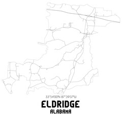 Eldridge Alabama. US street map with black and white lines.