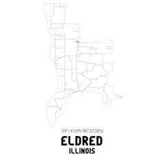 Eldred Illinois. US street map with black and white lines.