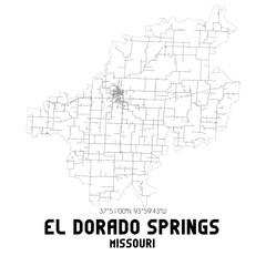 Obraz premium El Dorado Springs Missouri. US street map with black and white lines.