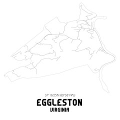 Eggleston Virginia. US street map with black and white lines.