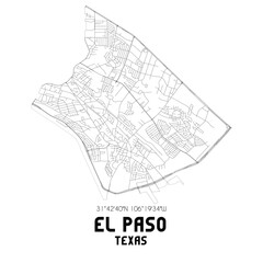 Fototapeta na wymiar El Paso Texas. US street map with black and white lines.