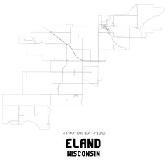 Eland Wisconsin. US street map with black and white lines.