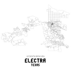Fototapeta na wymiar Electra Texas. US street map with black and white lines.