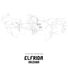 Elfrida Arizona. US street map with black and white lines.