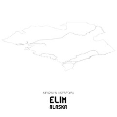 Elim Alaska. US street map with black and white lines.
