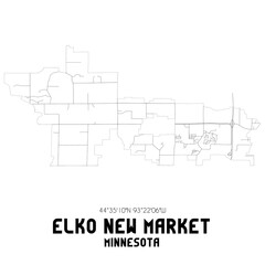 Elko New Market Minnesota. US street map with black and white lines.