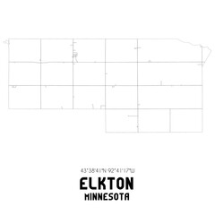 Elkton Minnesota. US street map with black and white lines.