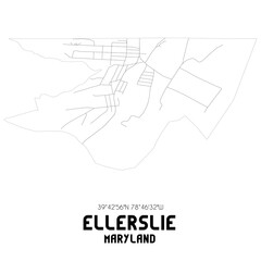 Ellerslie Maryland. US street map with black and white lines.