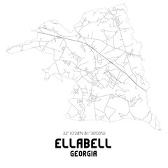 Ellabell Georgia. US street map with black and white lines.