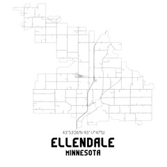 Ellendale Minnesota. US street map with black and white lines.