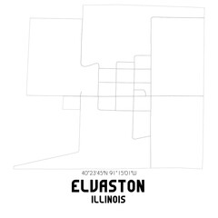 Elvaston Illinois. US street map with black and white lines.