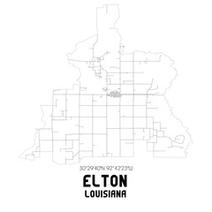 Fototapeta premium Elton Louisiana. US street map with black and white lines.