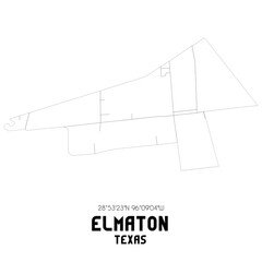 Elmaton Texas. US street map with black and white lines.