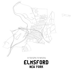 Fototapeta na wymiar Elmsford New York. US street map with black and white lines.