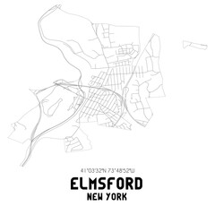 Elmsford New York. US street map with black and white lines.
