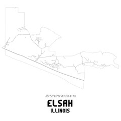 Elsah Illinois. US street map with black and white lines.