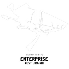 Enterprise West Virginia. US street map with black and white lines.