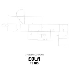 Obraz premium Eola Texas. US street map with black and white lines.