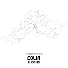 Eolia Missouri. US street map with black and white lines.