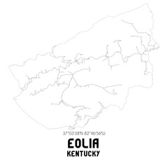 Eolia Kentucky. US street map with black and white lines.