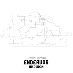 Endeavor Wisconsin. US street map with black and white lines.