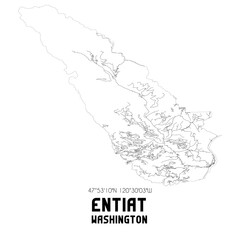 Entiat Washington. US street map with black and white lines.