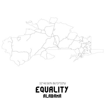 Equality Alabama. US street map with black and white lines.