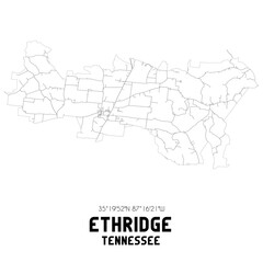 Ethridge Tennessee. US street map with black and white lines.