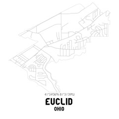 Euclid Ohio. US street map with black and white lines.