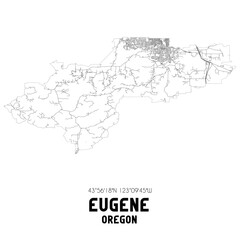 Fototapeta na wymiar Eugene Oregon. US street map with black and white lines.