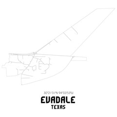 Evadale Texas. US street map with black and white lines.