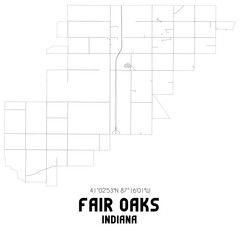Fair Oaks Indiana. US street map with black and white lines.