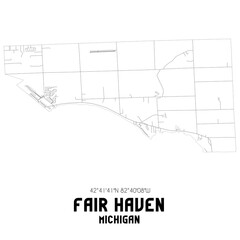 Fair Haven Michigan. US street map with black and white lines.