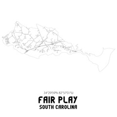 Fototapeta na wymiar Fair Play South Carolina. US street map with black and white lines.