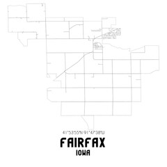 Fairfax Iowa. US street map with black and white lines.
