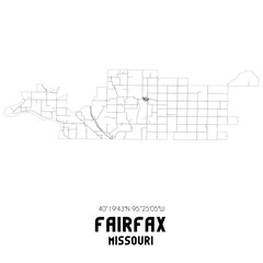 Fairfax Missouri. US street map with black and white lines.