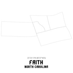 Faith North Carolina. US street map with black and white lines.