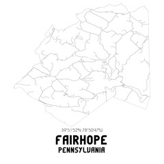 Fairhope Pennsylvania. US street map with black and white lines.