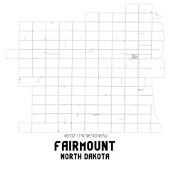 Fairmount North Dakota. US street map with black and white lines.