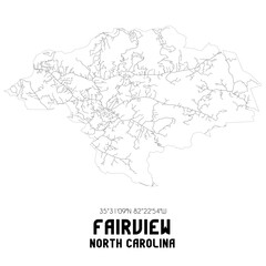 Fairview North Carolina. US street map with black and white lines.